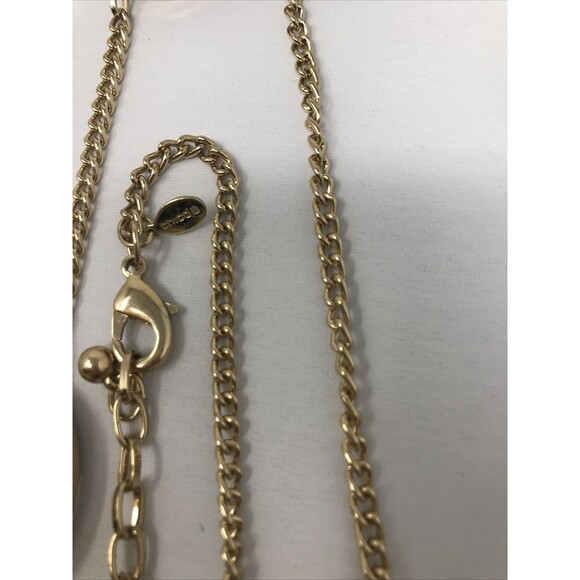 CHICO'S Necklace Animal Print Faux Fur Oval Beads Gold Tone Brown LONG Strand - Picture 5 of 11